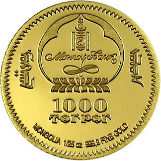 Mongolia 1000 Tugrik Gold Coin