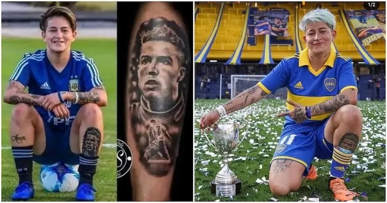Photo: Argentina Women Footballer Tattoos Picture Of Messi's Main Rival Ronaldo On Her