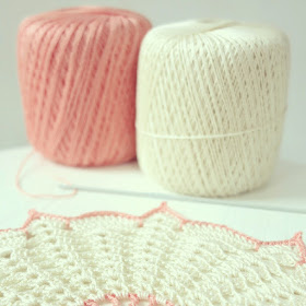 ByHaafner, crochet, doily, pastel, white and pink