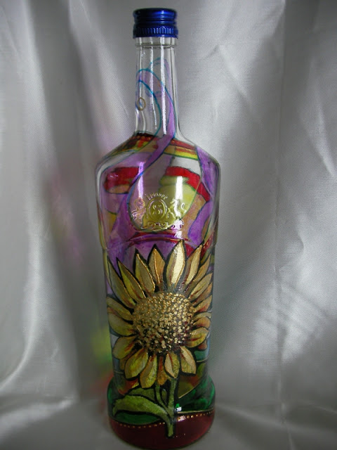 hand painted glass bottle