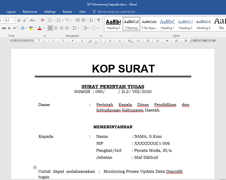 surat perintah tugas perjalanan dinas