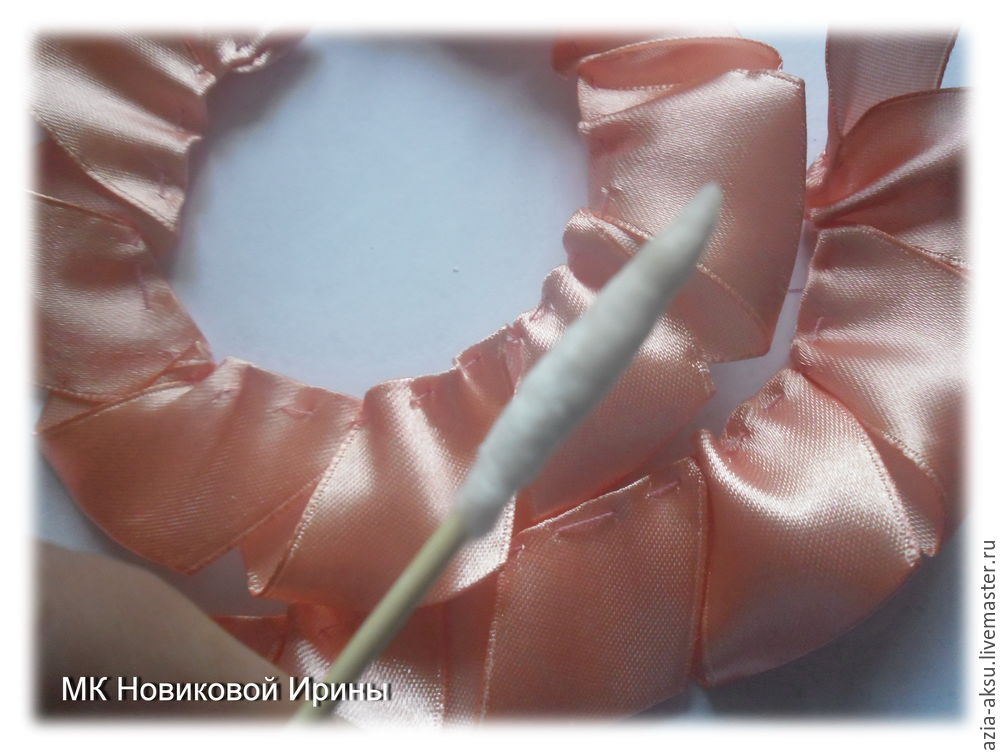 How to make simple roses of a satin ribbon. DIY Tutorial