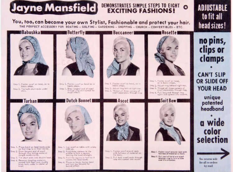 A Vintage Nerd, Vintage Blog, Jayne Mansfield Headscarf, Jayne Mansfield Headscarf Tutorial, Vintage Headscarves, Vintage Fashion Inspiration, Jayne Mansfield, Old Hollywood Fashion