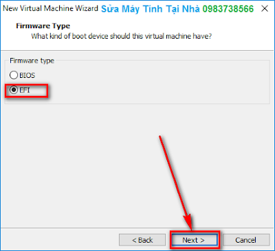 Chọn EFI rồi Next