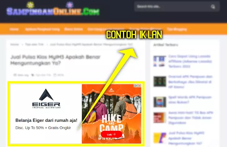contoh iklan adsense di blog
