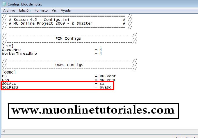 Configuración de logueo con usuario y password sql