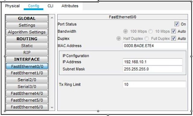 Setting Interface FastEthernet0/0