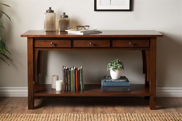 console table with drawers and shelves