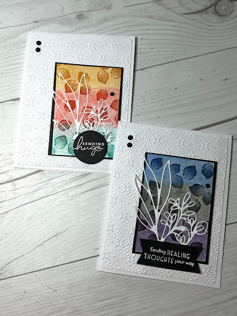 Two  greeting cards with different color combinations created using Soft Pastel Chalks from Stampin' Up!