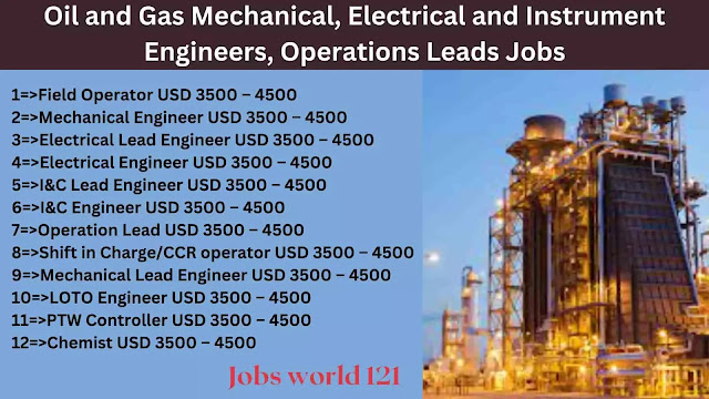 Oil and Gas Mechanical, Electrical and Instrument Engineers, Operations Leads Jobs