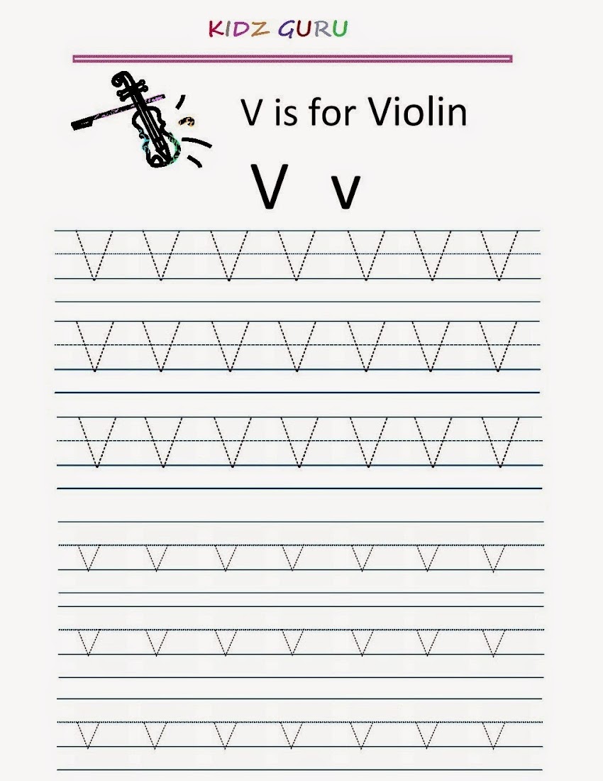 Printable Tracing Worksheet - Alphabet V v