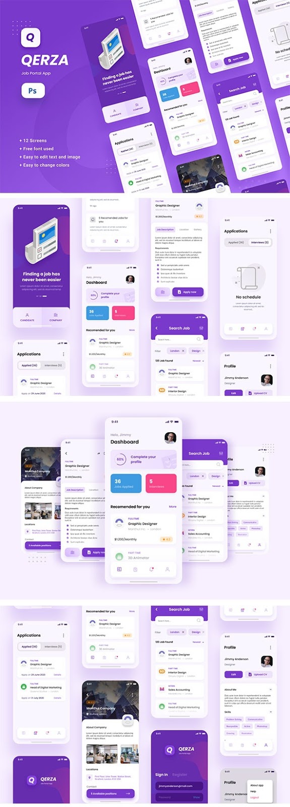 Job Portal iOS App Design Template