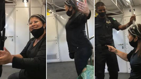 mulher presa atacar familia negra metro