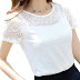 2018 Women Clothing Chiffon Blouse Lace Crochet Female Korean Shirts Ladies Blusas Tops Shirt White Blouses slim fit Tops
