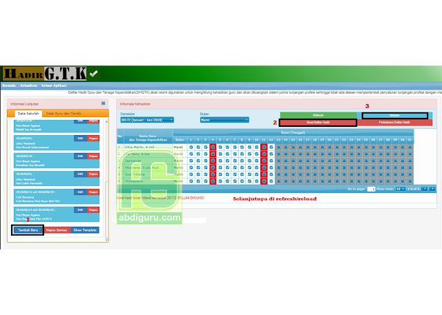 cara mengisi absen guru di DHGTK 2018