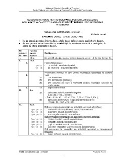 Model de barem de corectare biologie 2007 page 1