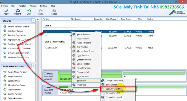 Set Active Partition cho ổ cứa Win