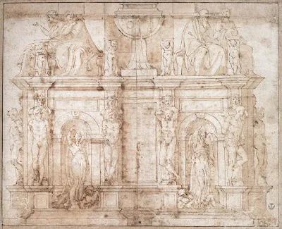 Second design for wall tomb of Pope Julius II painting Michelangelo