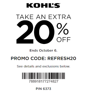 Kohls coupon 20% OFF bedding, bath, and home decor purchases