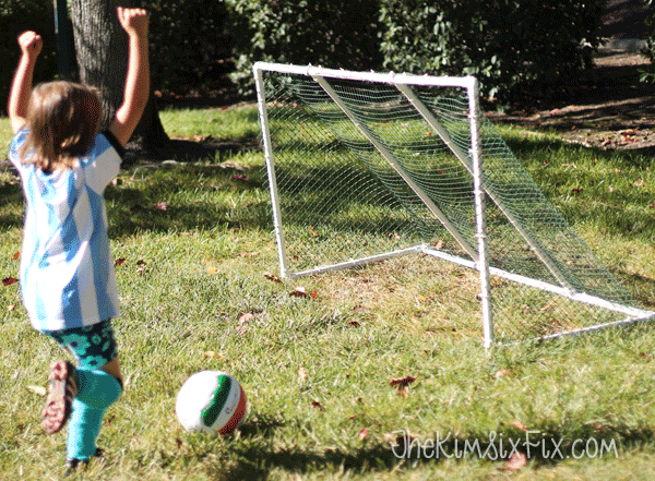 Shooting on Homemade PVC soccer goal