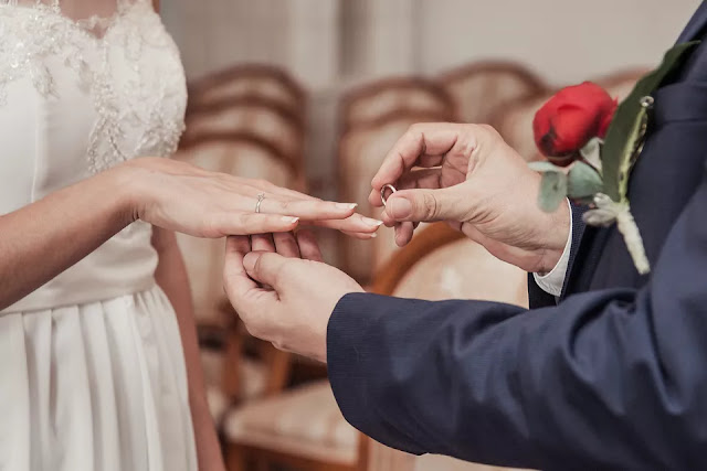 The Bride and Groom are Putting Their Wedding Rings on