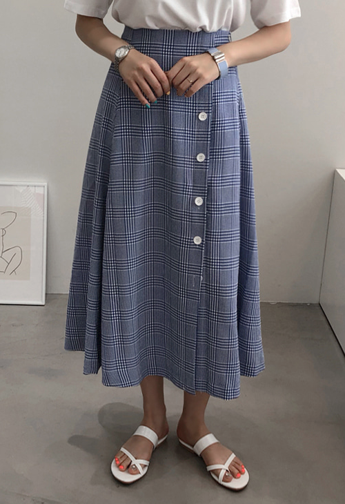 Button-Down Check Skirt