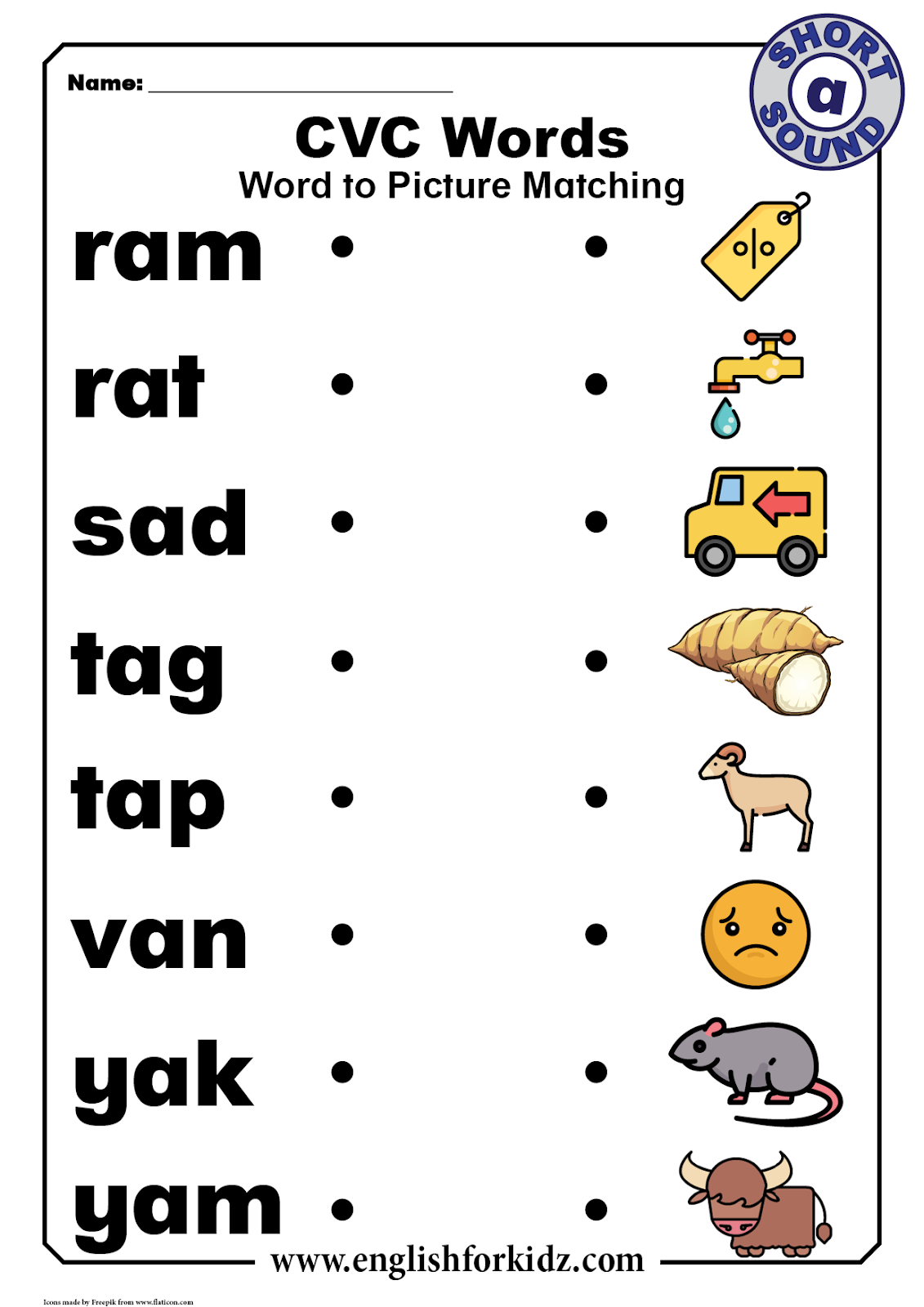 cvc words worksheets short a sound