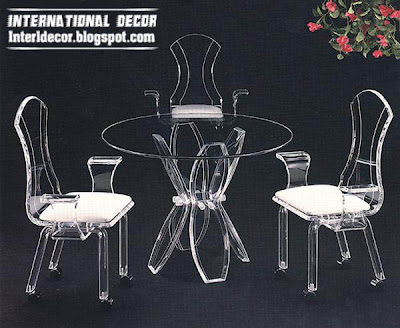 luxurious glass dining room furniture, glass table and chairs furniture design