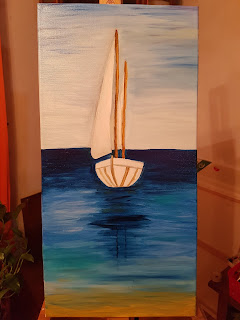 Peinture sur toile Masha Le voilier Etape 2