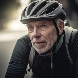 A senior cyclist closeup