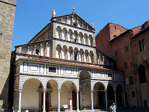 The Romanesque-style facade of the Cattedrale di San Zeno, the Duomo of Pistoia