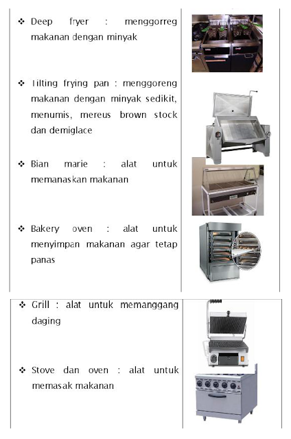 Jenis Peralatan, Fungsi Peralatan, Pengolahan Makanan