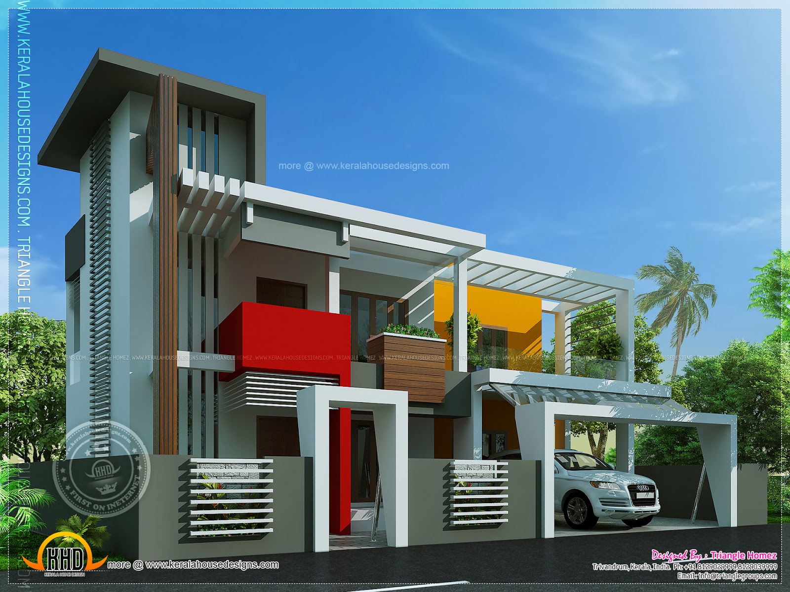 Contemporary house in unique design  Kerala home design and floor 