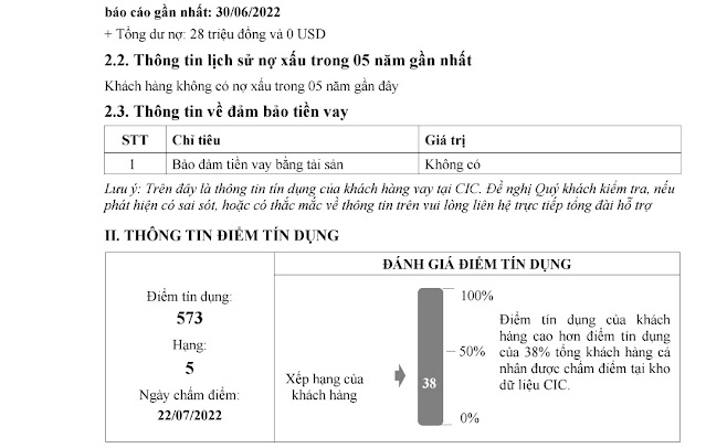 Thông tin kiểm tra nợ xấu và số tiền nợ nếu có trên App CIC