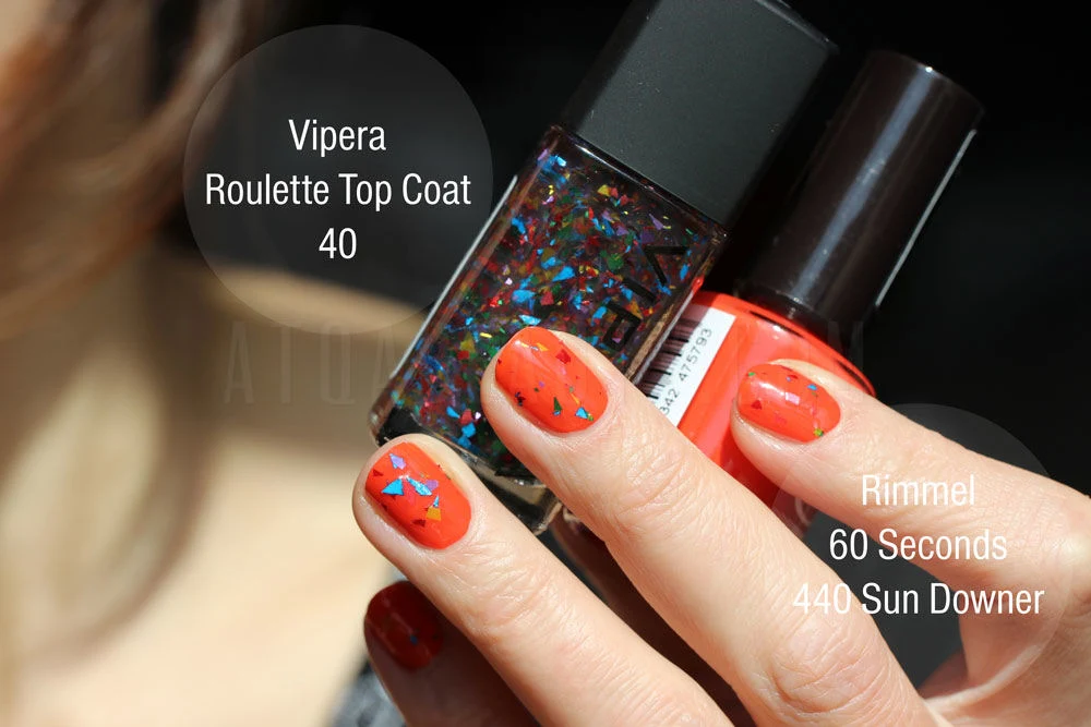 Rimmel, 60 Seconds, 440 Sun Downer + Vipera, Roulette Top Coat, 40