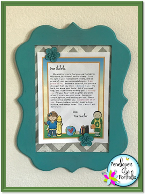 A welcome or motivational letter pictured and displayed on a wall