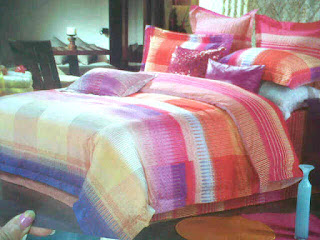 sprei motif kotak orange