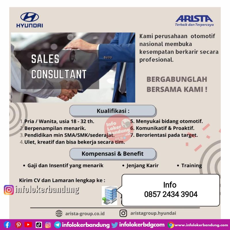 Lowongan Kerja Arista Group Hyundai Bandung Mei 2023