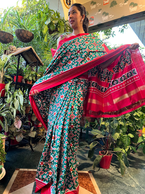 Emerald green pochampally saree