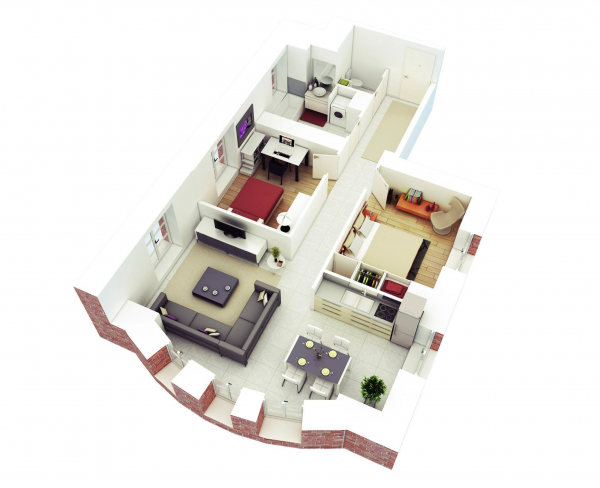 Denah Rumah Minimalis 3D
