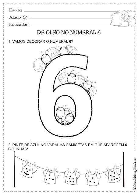 Atividade Matemática Educação Infantil Numeral 6