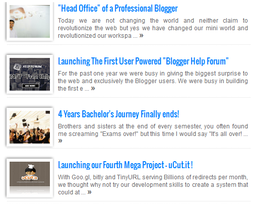 Recent Posts Gadget with Thumbnails