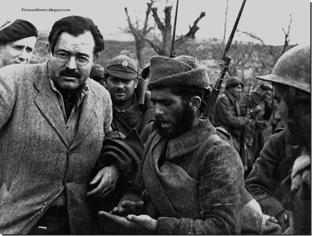 Spanish civil war Ernest Hemingway  Republican soldiers Aragon  photo  Robert Capa