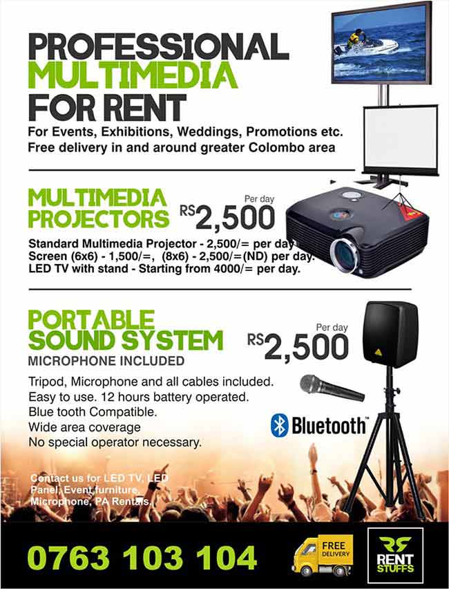 Multimedia Projectors and Sound Systems for rent.