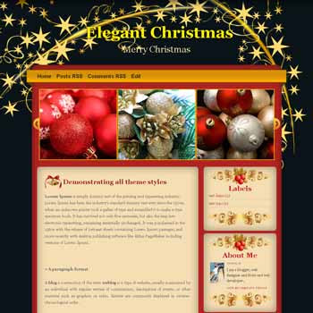 Elegant Christmas blogger template. christmas theme blog. template blog image slider