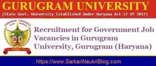 Gurugram University Job Vacancy Recruitment