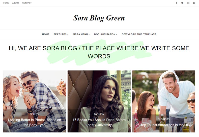 Sora Blog Green Blogger Template