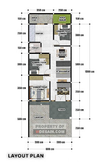 Denah rumah ukuran 6×13