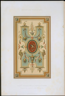 panel design lithograph from Trausnitz castle, Landshut, Bavaria