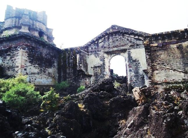 The temple half-buried by lava near the Paricutin Volcano. Picture made by Andrew Carhartt